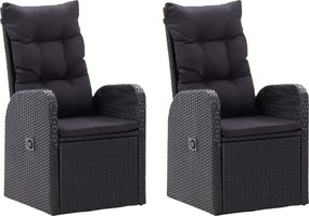 vidaXL Σετ Τραπεζαρίας Κήπου 9 τεμ Μαύρο με Μαξιλάρια