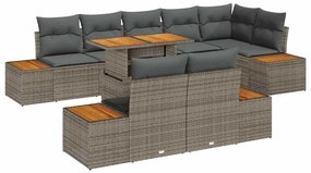 vidaXL Σέτ φαγητού για κήπο 9 pcs Γκρι και Καφέ 100 x 55 x 73 εκ