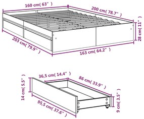 ΠΛΑΙΣΙΟ ΚΡΕΒΑΤΙΟΥ ΜΕ ΣΥΡΤΑΡΙΑ ΜΑΥΡΟ 160X200 ΕΚ ΕΠΕΞΕΡΓ. ΞΥΛΟ 3280644