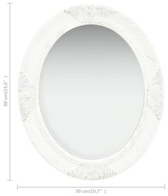 Καθρέφτης Τοίχου με Μπαρόκ Στιλ Λευκός 50 x 60 εκ. - Λευκό