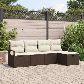 vidaXL Σετ Καναπέ Κήπου 5 pcs Καφέ και κρεμ 230 x 117 x 85 εκ.