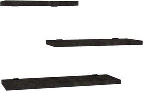 Ραφιέρα τοίχου Leila pakoworld σετ 3τεμ μελαμίνη σε ανθρακί απόχρωση