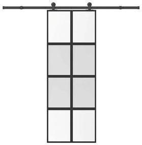vidaXL Συρόμενη πόρτα με σετ υλικού 76x205 cm από γυαλί&amp;Αλουμίνιο