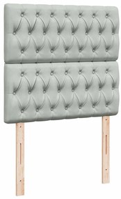 vidaXL Κρεβάτι Boxspring με Στρώμα Ανοιχτό Γκρι 90x190 εκ. Βελούδινο