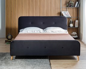 Κρεβάτι διπλό Borgen για στρώμα 160x200cm μαύρο 178x217x105cm - AL2222
