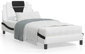 vidaXL Πλαίσιο Κρεβατιού με LED Λευκό/Μαύρο 80x200εκ Συνθετικό Δέρμα