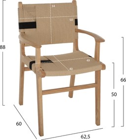 ΠΟΛΥΘΡΟΝΑ BAND RUBBERWOOD ΚΑΙ ΣΧΟΙΝΙ 62,5x60x88Yεκ.HM9324.01