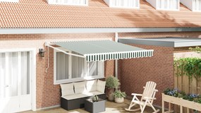 vidaXL Ανασυρόμενη τέντα Πράσινη και Λευκή 350x250 cm