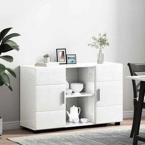 vidaXL Πλαϊνό γραφείο FLORIN Υψηλής γυαλάδας λευκό Επεξεργασμένο ξύλο