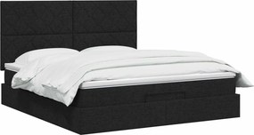 vidaXL Κρεβάτι Ottoman με Στρώμα και LED Μαύρο 140 x 190 cm Ύφασμα