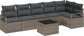vidaXL Σετ Καναπέ με μαξιλάρι 7 pcs Γκρι συνθετικό ρατάν