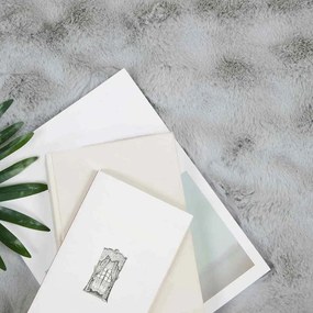 vidaXL Ψεύτικη κουβέρτα από κουνέλι 4 pcs Γκρι 130 x 150 cm