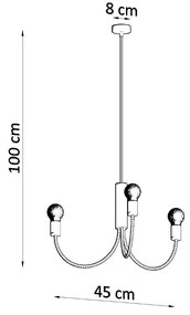 Sollux Κρεμαστό φωτιστικό Piccolo 3,μαύρο,3xE27/60w