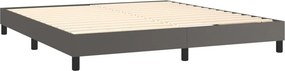 vidaXL Κρεβάτι Boxspring με Στρώμα &amp; LED Γκρι 160x200 εκ. Συνθ. Δέρμα