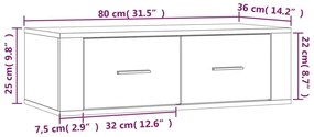 Έπιπλο Τηλεόρασης Κρεμαστό Γκρι Sonoma 80x36x25 εκ. Επεξ. Ξύλο - Γκρι