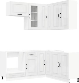 vidaXL Μονάδα κουζίνας KALMAR 8 pcs Γυαλιστερό Λευκό
