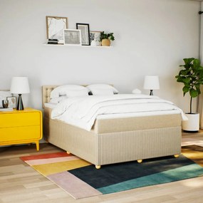 vidaXL Κρεβάτι Boxspring με Στρώμα Κρεμ 160x200 εκ. Υφασμάτινο