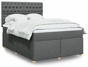 ΚΡΕΒΑΤΙ BOXSPRING ΜΕ ΣΤΡΩΜΑ ΣΚΟΥΡΟ ΓΚΡΙ 160X200 ΕΚ ΥΦΑΣΜΑΤΙΝΟ 3291339