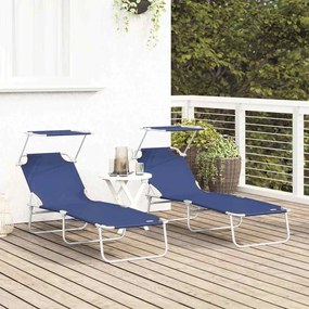 vidaXL Ξαπλώστρα 2-πρόσωπο 2 pcs Μπλε 58 x 188 x 77 εκ. ύφασμα