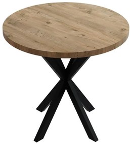 Τραπέζι Kalipso μελαμίνη σε φυσική απόχρωση και μαύρο μεταλλικό πόδι Φ70x75εκ 70x70x75 εκ.