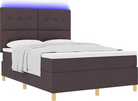 vidaXL LED Κρεβάτι με βάθρο Σκούρο Καφέ 160 x 200 cm ύφασμα