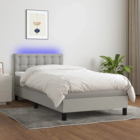 ΚΡΕΒΑΤΙ BOXSPRING ΜΕ ΣΤΡΩΜΑ &amp; LED ΑΝ.ΓΚΡΙ 100X200 ΕΚ ΥΦΑΣΜΑΤΙΝΟ 3133453