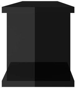 Ραφιέρες Τοίχου 2 τεμ. Γυαλιστερό Μαύρο 75x18x20 εκ. Επεξ. Ξύλο - Μαύρο