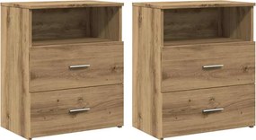 vidaXL Κομοδίνα 2 τεμ.Αρτισιανή Δρυς 50x32x60 εκ. Επεξ. Ξύλο