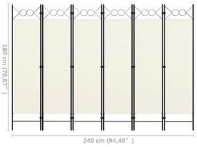 Διαχωριστικό Δωματίου με 6 Πάνελ Λευκό 240 x 180 εκ. - Λευκό