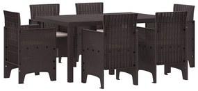 vidaXL Σέτ φαγητού για κήπο 7 pcs Καφέ Rattan Polt