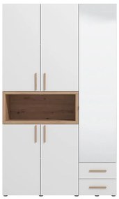Ντουλάπα DONALD 3K2F1O Τρίφυλλη με Καθρέπτη Artisan Oak - Λευκό 135x57x227εκ. 135x57x227 εκ.