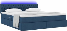 vidaXL LED Κρεβάτι αποθήκευσης με στρώμα Μπλε 180 x 200 cm Ύφασμα