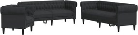 vidaXL Καναπέδες Σετ 3 Τεμ. Μαύροι Υφασμάτινοι
