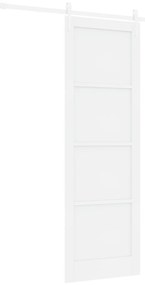vidaXL Συρόμενη Πόρτα με Σετ Εξαρτημάτων Λευκή 78x232 εκ. Στερεό Ξύλο Πεύκου