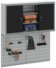 vidaXL Σετ Εργαλειοθήκης και Πινακίδας 3 Τεμαχίων Τοίχου Μαύρο Μετάλλο