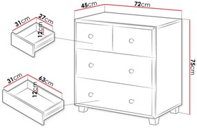 Συρταριέρα Glass mini-Γκρι