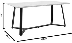 Tραπέζι Gemma pakoworld λευκό μαρμάρου-μαύρο 160x90x75εκ