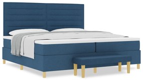 vidaXL κρεβάτι με κρεβάτι και μαξιλάρι  & πάγκος Μπλε 200x200 εκ. Ύφασμα