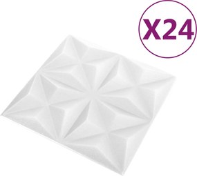 vidaXL Πάνελ τοίχου 24 pcs Οριγκάμι Άσπρο 50 x 50 cm Φελιζόλ XPS