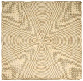 vidaXL Χαλί Φυσικό και Λευκό 240 x 240 cm Γιούτα