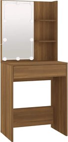 vidaXL Μπουντουάρ με LED Καφέ Δρυς 60x40x140 εκ.