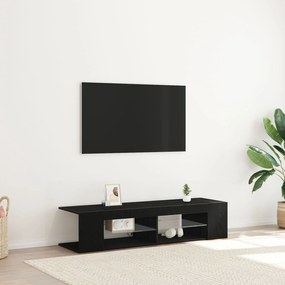 Ντουλάπα τηλεόρασης με LED Φώτα Μαύρη Δρυς 135x39x30 εκ Επεξεργασμένο ξύλο
