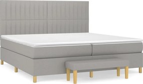 vidaXL Κρεβάτι Boxspring με Στρώμα Ανοιχτό Γκρι 200x200 εκ. Υφασμάτινο
