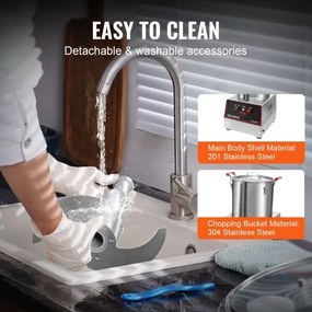 VEVOR Food Processor Vegetable Chopper 1400W 16 Quart Stainless Steel Blender