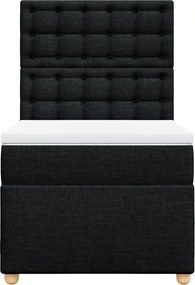 vidaXL Κρεβάτι Boxspring με Στρώμα Μαύρο 80 x 200 εκ. Υφασμάτινο