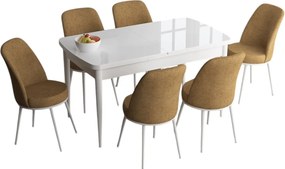 Extendable Dining Table &amp; Chairs Set (7 Pieces) Han - White, Cappuccino White
Cappuccino