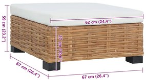 vidaXL Κάθισμα-Υποπόδιο από Γνήσιο Ρατάν με Μαξιλάρι