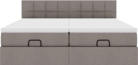vidaXL Οθωμανικό κρεβάτι με στρώματα &amp; LEDs Taupe 180x200cm ύφασμα