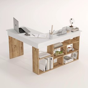 Γραφείο γωνιακό &quot;VIANA&quot; σε χρώμα atlantic pine/λευκό 120x129x72