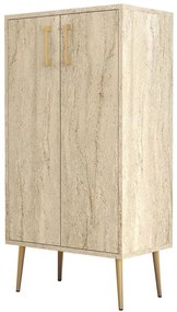 Παπουτσοθήκη Prag 845HCT5611 60x35x111cm Travertine Beige Μοριοσανίδα, Μελαμίνη